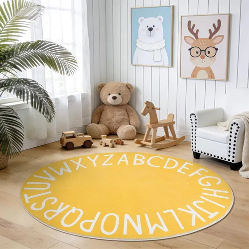 Miniatura 31 de Topotdor Alfombra redonda de juego para niños, del alfabeto, alfombra de área para guardería, alfombra de juego extra grande y suave para dormitorio
