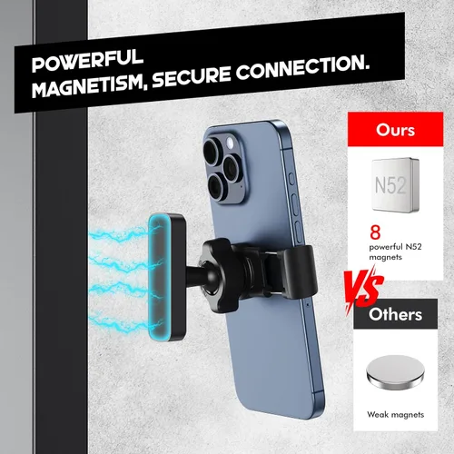 Miniatura 3 de Soporte magnético para teléfono para gimnasio, potente base magnética N52, soporte magnético ajustable multiángulo para teléfono, accesorios