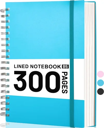 Miniatura 10 de Yoment B5 - Cuaderno de espiral con rayas universitarias de 7.3" x 10.15", diario de 300 páginas, cuadernos de espiral rayados con papel grueso