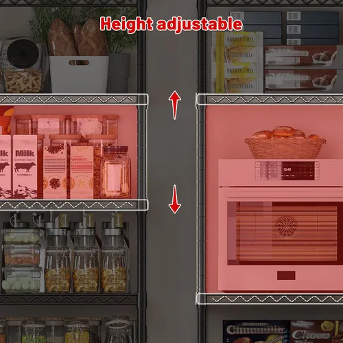 Miniatura 6 de REIBII Estantes de almacenamiento de 5 niveles, estantes de alambre ajustables, estantes de cocina de 13.4 pulgadas de profundidad x 23.2 pulgadas