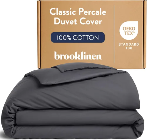 Miniatura 9 de Brooklinen Funda de edredón de percal de lujo, 100% algodón, fresca, nítida, lazos de esquina extralargos, cierre de botones, suave y transpirable