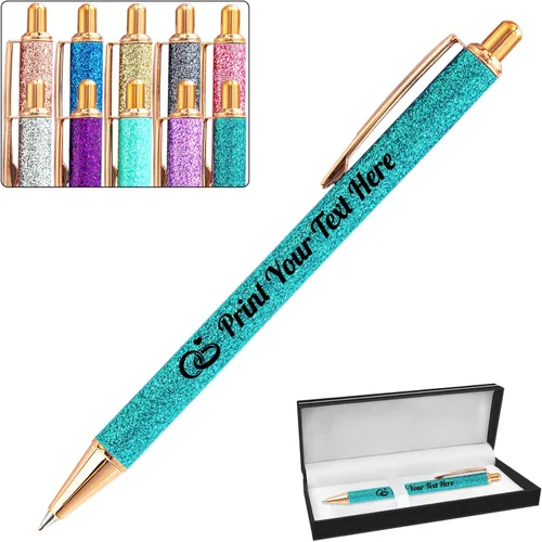 Miniatura 22 de Hasta 100 bolígrafos personalizados a granel con nombre, bolígrafo con purpurina personalizable, logotipo de negocios, mensaje de texto, regalo