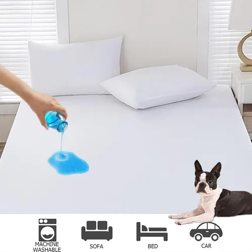 Miniatura 5 de WYFKYMXX Sábana de cama impermeable – Sábanas planas de percal de algodón transpirable ideal para hoteles y hospitales, sábana protectora de colchón