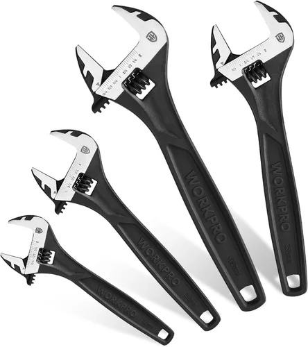Miniatura 11 de WORKPRO - Llave ajustable de 4 pulgadas de servicio pesado con escala imperial y métrica, llave premium de acero Cr-V, cromada