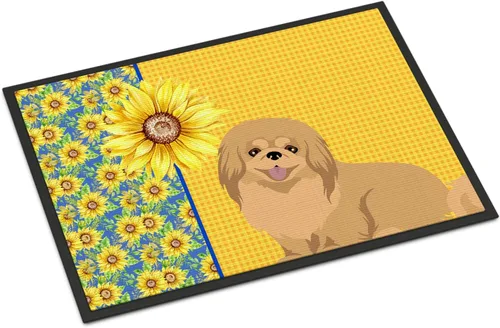 Miniatura 332 de Caroline's Treasures WDK5313MAT Airedale Terrier - Tapete para puerta delantera de 18 x 27 pulgadas, diseño de girasoles de verano, para entrada