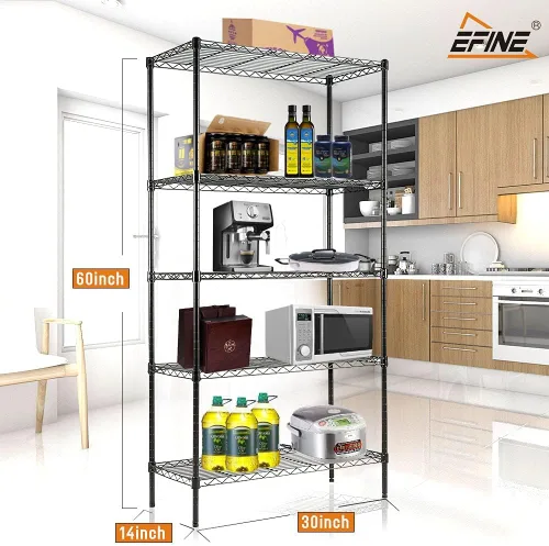 Miniatura 2 de EFINE - Estantería de 5 estantes con forros para estantes, ajustables, estantes de alambre de metal, capacidad de carga de 150 libras por estante