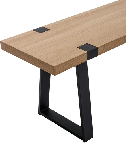 Miniatura 9 de VESCASA Banco de comedor de madera de 60 pulgadas con patas de metal negro para comedor, cocina, roble natural Natural Oak