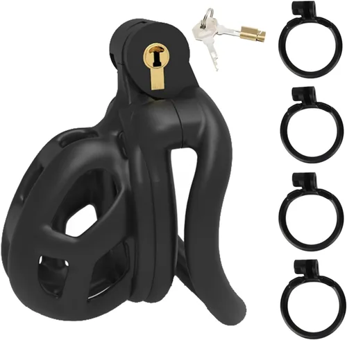 Miniatura 9 de Chastity Cage - Jaula de castidad para adultos, juguetes sexuales para adultos con 5 anillos activos, dispositivos de castidad para pene