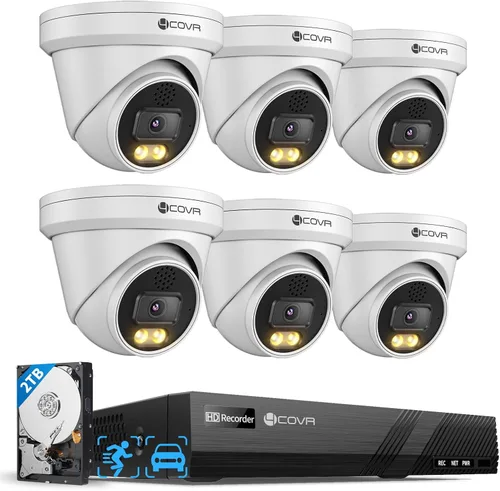 Miniatura 17 de Sistema de cámara de seguridad 4COVR PoE, audio bidireccional y luces duales con visión nocturna inteligente a color, detección de personas
