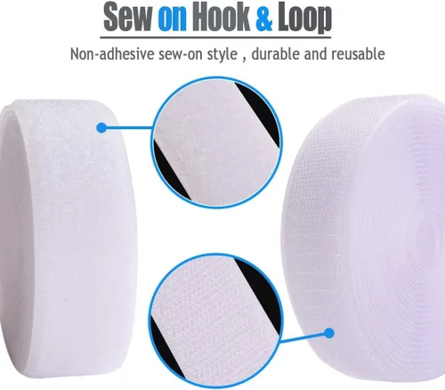 Miniatura 4 de 6 '' Ancho x 2 Metros Longitud Blanco Coser En Cinta De Gancho Y Bucle Cinta De Tela De Nylon (Blanco, 6 Pulgadas x 2 Metros)