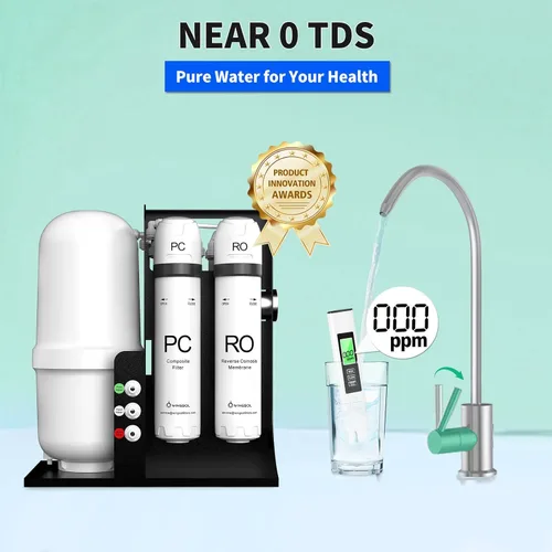 Miniatura 3 de WINGSOL Filtro de agua de ósmosis inversa integrado, NSF/ANSI 42 y 53 y 58, sistema de filtración RO bajo el fregadero de 8 etapas para agua pura 0