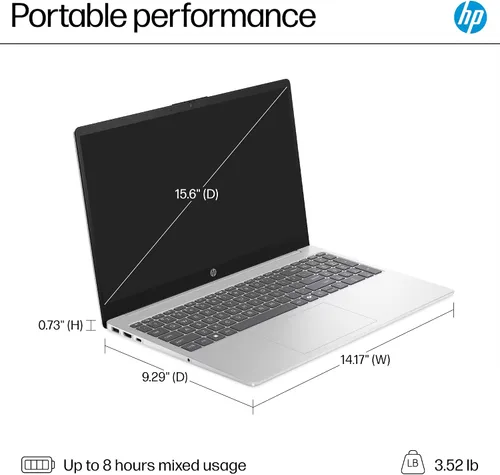 Miniatura 9 de Portátil HP 2025 Flagship Business Ultra Slim, Office de por vida, alimentado por IA, HD de 15.6", Intel i3 de 8 núcleos, 16 GB de RAM, 628 GB