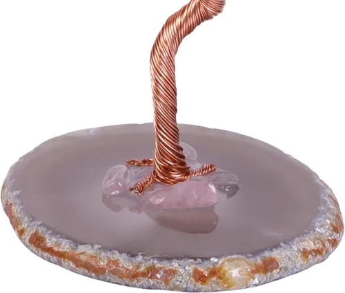 Miniatura 4 de TUMBEELLUWA Árbol de dinero de cristal curativo con rodajas de ágata, pulido de piedras preciosas pulidas, árbol bonsái, Feng Shui, decoración