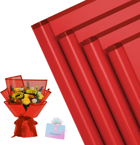 Miniatura 18 de REAXYZNN 20 hojas de papel de regalo de flores, papel de regalo floral impermeable con tarjetas para manualidades de bricolaje, suministros de Blanco