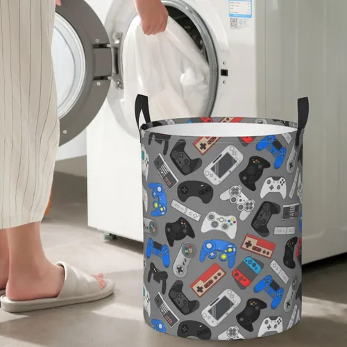 Miniatura 8 de Controlador de videojuegos con fondo gris, cesta de almacenamiento para juguetes, organizador de ropa, para el hogar, baño, dormitorio, guardería