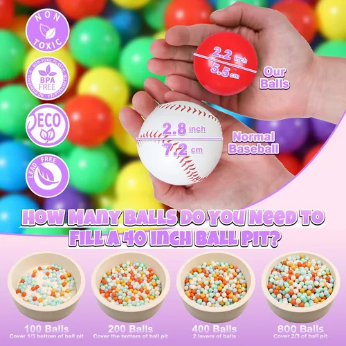 Miniatura 2 de GOGOSO Pelotas de Piscina de Pelotas para Niños Pequeños, Pelotas de Juego de Plástico para Bebés, Pelotas Suaves de Colores Pastel para Niños No