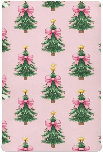 Caikeny Fitted Crib Sheet for Boys Girls Watercoolr Xmas Tress Bow Star Baby Crib Sheets Bassinet Sheets Crib Mattress Bed Sheets for Toddler