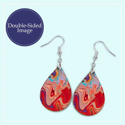 Miniatura 48 de Dangle Earrings for Women Colorful Dangling Drop Statement Jewelry Printed MDF Wood Teardrop Double Side Print Handmade by The Painted Pug