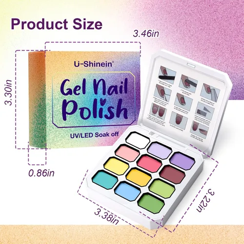 Miniatura 7 de Gel de Pintura con Degradado, 12 Colores Brillantes de Esmalte de Uñas en Gel Ombré para Uñas con Pigmento Pat Aura, Manicura Francesa DIY, Arte