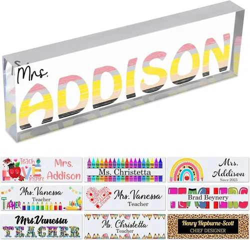 Miniatura 16 de Placa de nombre personalizada para escritorio de profesor para aula, placa de identificación personalizada para escritorios, placa de escritorio