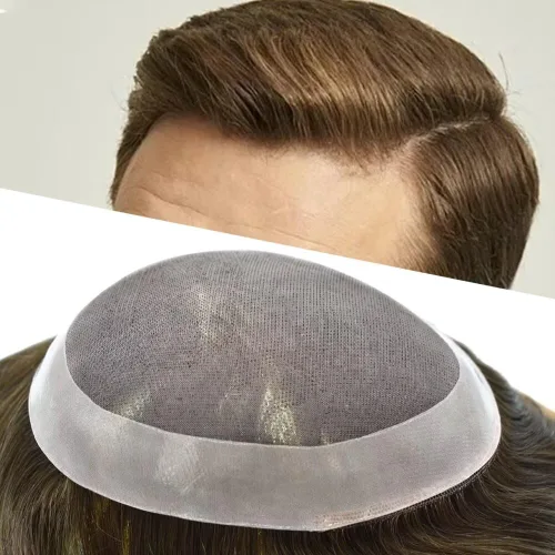 Miniatura 26 de Toupee - Sistema de reemplazo de cabello humano para hombre, encaje mono fino, duradero, línea capilar natural para hombre, pieza de cabello NPU