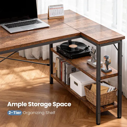 Miniatura 5 de DUMOS Escritorio en forma de L de 39 pulgadas, escritorio para computadora, muebles de juegos, escritorios de esquina, mesa de PC en casa, oficina