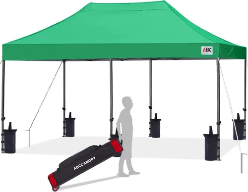 Miniatura 23 de Abccanopy - Carpa de toldo para tienda de campaña comercial instantánea con bolsa de transporte con ruedas, 4 bolsas de arena, Blanco