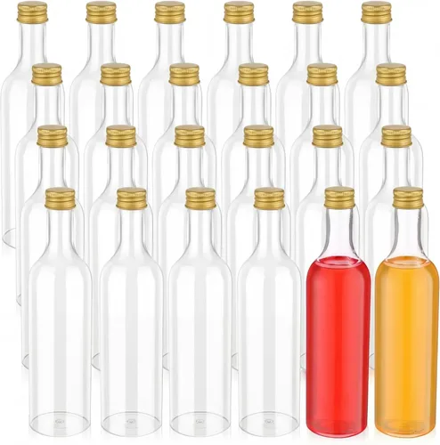 Miniatura 8 de Patelai 24 botellas de vino de plástico con tapas de 11 onzas de cuello largo, botellas de plástico de cuarto de galón con tapas de rosca