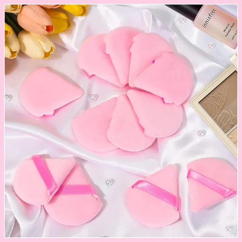 Miniatura 5 de Thrilez 20 Piezas Borlas de Polvo Triangulares, Borlas de Polvo Suelto Borlas de Maquillaje para Polvo Facial, Borla de Polvo Fijador para Rosa