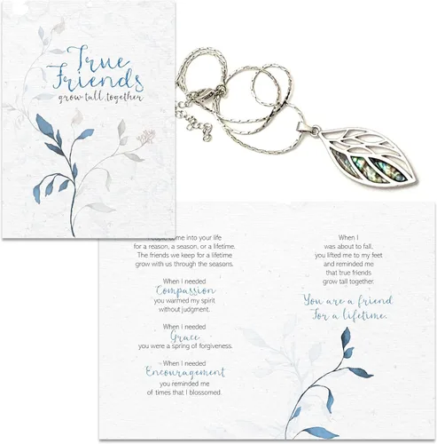 Miniatura 4 de Smiling Wisdom - Tarjeta de felicitación de amistad para mujeres y collar de hoja - True Friends Grow Together - A Reason Season Lifetime Friend
