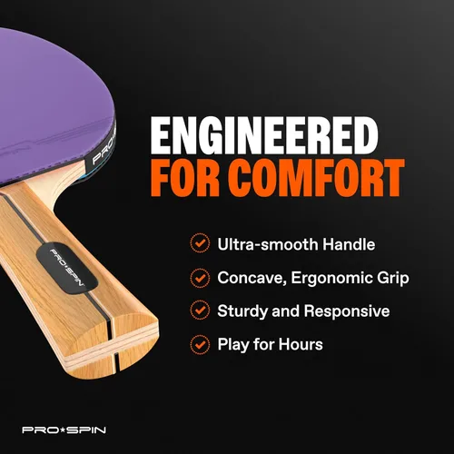 Miniatura 4 de PRO-SPIN Paletas de ping pong – Juego de alto rendimiento con raquetas de tenis de mesa premium, pelotas de ping pong de 3 estrellas, estuche de Set