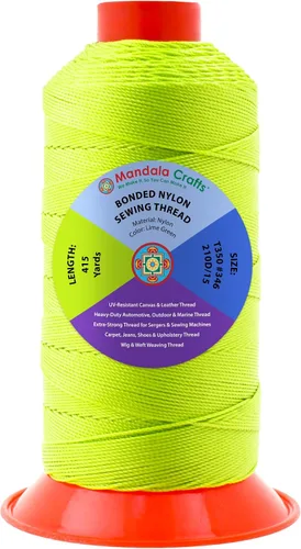 Miniatura 153 de Mandala Crafts - Hilo de nailon para coser cuero, tapicería, mezclilla y para trenzar el pelo; resistente, 1500 yardas, tamaño 69 T70 Marrón