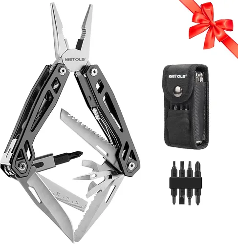 Miniatura 11 de WETOLS Multiherramienta con cuchillo de bolsillo, alicates de punta de aguja de acero inoxidable 27 en 1 con destornilladores, herramienta multiusos