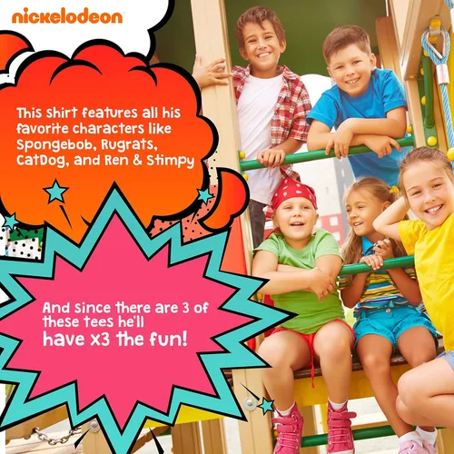 Miniatura 7 de Nickelodeon Spongebob or Rugrats 3 Pack Boy's Graphic Tees, Cute Short Sleeve T-Shirts for Boys Pack of 3