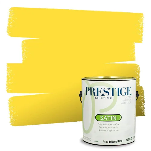 Miniatura 107 de PRESTIGE Pinturas Pintura Exterior e Imprimación En Uno, 1 Galón, Satinado, Pareja Comparable de Benjamin Moore* Amarillo* 320BM-PCM