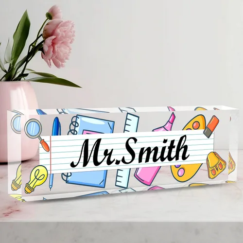 Miniatura 46 de Placa de Nombre Personalizada a Criterio, Placa de Escritorio de Acrílico, Decoración de Oficina para Mujeres y Hombres, Regalos de Agradecimiento
