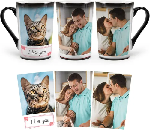Miniatura 13 de Taza personalizada, tazas personalizadas que cambian de color, con collage de 1 imágenes, taza de café mágica con foto, imagen, nombre, texto