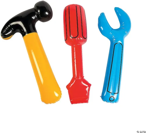 Fun Express Toy Tools - Juego de destornilladores y llaves inflables, regalos de fiesta temática de construcción para niños, juguetes de