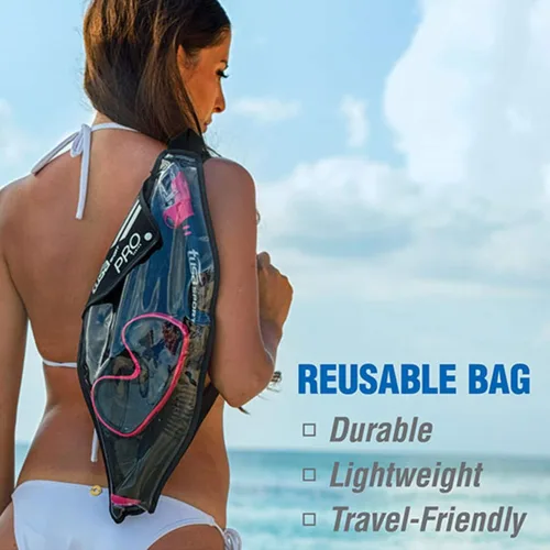Miniatura 7 de TUSA Sport Combo de máscara esplendiva y esnórquel para adultos Negro/Negro (con bolsa reutilizable)
