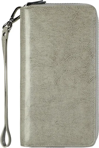 Miniatura 79 de Lavemi Pequeña cartera compacta para mujer, con bloqueo RFID, de piel auténtica, plegable, con ventanas de identificación