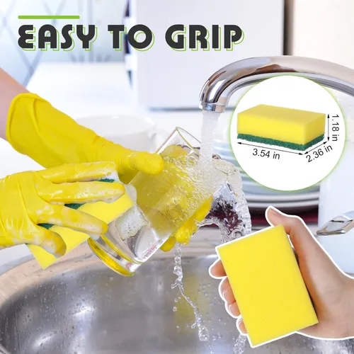 Miniatura 2 de Esponja para platos de cocina, esponja de limpieza multicolor, almohadilla de fregado de doble cara, no raya, esponja absorbente para lavar platos