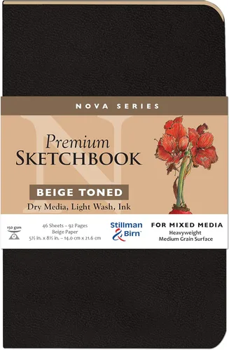 Miniatura 2 de Stillman & Birn Nova Series - Cuaderno de bocetos de tapa blanda beige, 3.5 x 5.5 pulgadas, 150 GSM (pesado), papel beige, superficie de grano medio