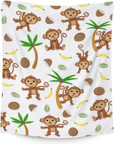 Miniatura 13 de Manta de mono para niñas pequeñas, tamaño de regazo de 30 x 40 pulgadas, manta de felpa suave y peluda para regalo, manta negra linda para cama, sofá