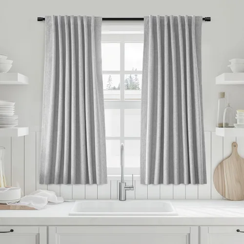 Miniatura 75 de UHITECH - Cortinas opacas beige para sala de estar, cortinas cortas de 35 pulgadas para habitación, cortinas negras para ventanas pequeñas, paneles