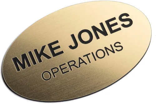 Miniatura 18 de Insignias de identificación con nombre grabadas personalizadas: identificación personalizada con pin o respaldo magnético, 1 pulgada x 3 pulgadas