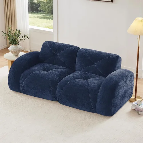 Miniatura 26 de Sofás modulares modulares de 110.6 pulgadas para sala de estar, sofá moderno de terciopelo sin hueso, no requiere montaje, cómodo sofá sin hueso