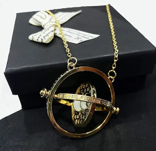 Miniatura 5 de Beita Hermiones - Collar de aleación con colgante de reloj de arena giratorio para mujer y niña color dorado Zinc No es una piedra preciosa