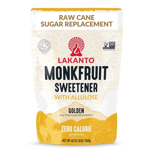 Lakanto Golden Monk Fruit Sweetener con alulosa, sustituto de azúcar de caña cruda del extracto de fruta de monje, reemplazo de azúcar crudo para