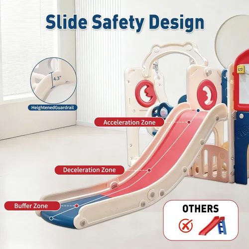 Miniatura 5 de Set de juego de 12 en 1 para niños pequeños al aire libre con tobogán, parque infantil para niños pequeños y juego de columpios, juego de escalador
