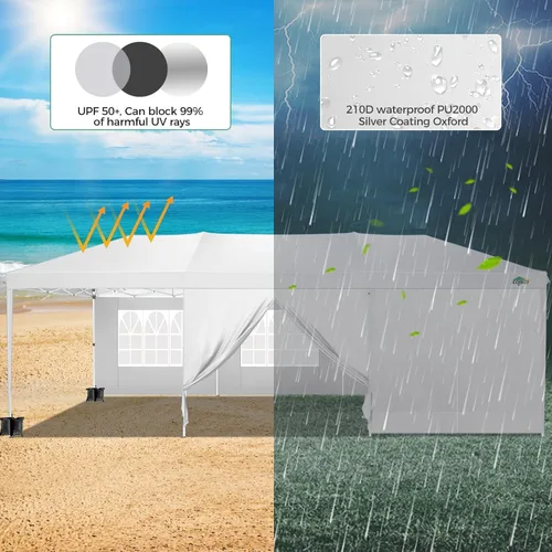 Miniatura 4 de COBIZI - Carpa plegable de 10 x 30 pies para fiestas con 8 paredes laterales, toldo instantáneo comercial impermeable, carpa de 10 x 30 pies